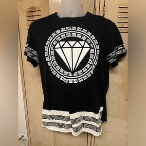 Carbon Short sleeve Black Tshirt Classic White Diamond Large